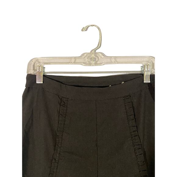 Soft Surroundings Black Ruffled Seam Side Zip Career Ankle Pants Women Sz MP - Picture 8 of 9